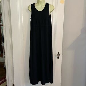 Vintage 90s Dare to Dress black linen/rayon tank shift midi dress